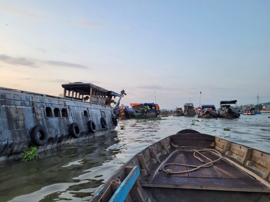 Blick auf die Top Sehenswürdigkeit im Mekong Delta: der Cai Rang Markt.