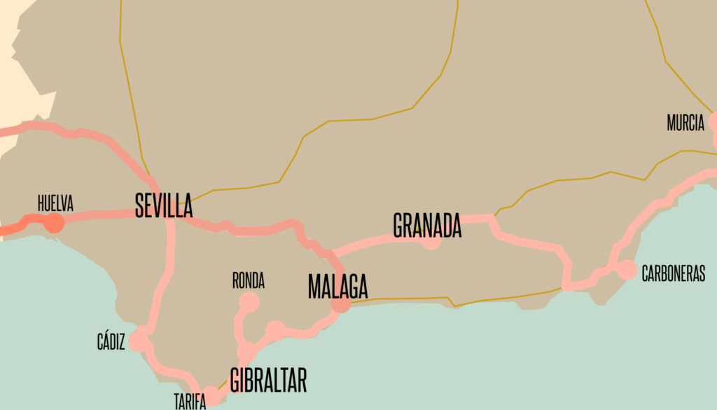Unsere Reiseroute durch Südspanien: Die Küste von Andalusien